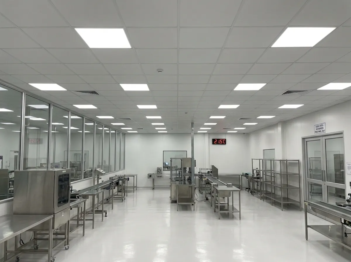 LED panel lighting in a clean-room production facility